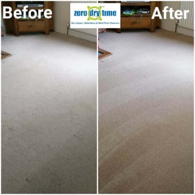 Carpet cleaning before and after.