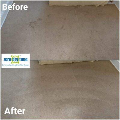Before and after pictures of carpet cleaning.