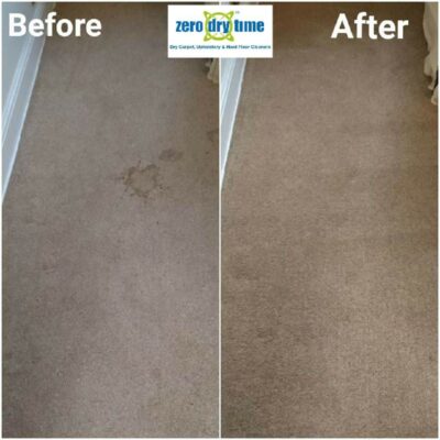 Before and after pictures of carpet cleaning.