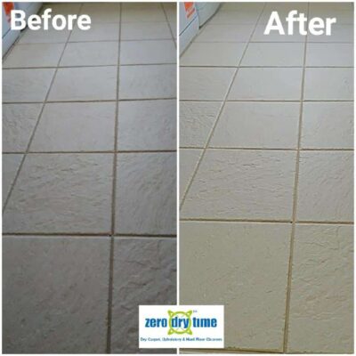 Tile and grout cleaning before and after.