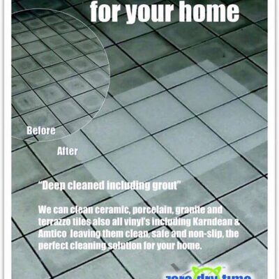 A flyer with a picture of a tiled floor.
