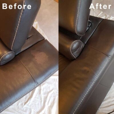 Leather sofa cleaning before and after.